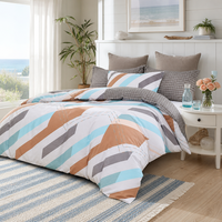 Set Sprei Katun Lokal Polandia Ukuran Queen Motif Garis Diagonal Tebal 3 Buah Sarung Selimut EU Dropshipping
