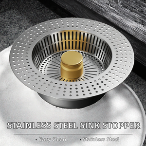 Panier de vidange pop-up rond en acier inoxydable poli pour évier de cuisine, filtre anti-colmatage pour récupération des déchets - Product Image 2