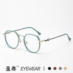 กรอบแว่นตาป้องกันแสงสีฟ้ารูปไข่ Tr90 ขนาดกลาง เลนส์พลาโน สำหรับทุกเพศ สไตล์เรโทร ดีไซน์ไม่สมมาตร - Product Image 2