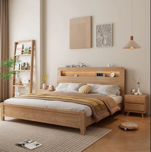 Cama doble de madera sólida de estilo nórdico, cama matrimonial de 1,8 m, Simple y moderna, estilo japonés - Product Image 1