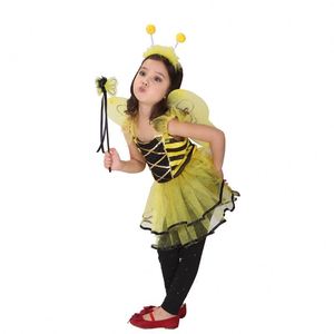 Costume de carnaval d'Halloween pour bébé fille, jupe jaune sans manches, costume d'abeille avec bandeau et ailes, robe de spectacle pour enfants - Product Image 5