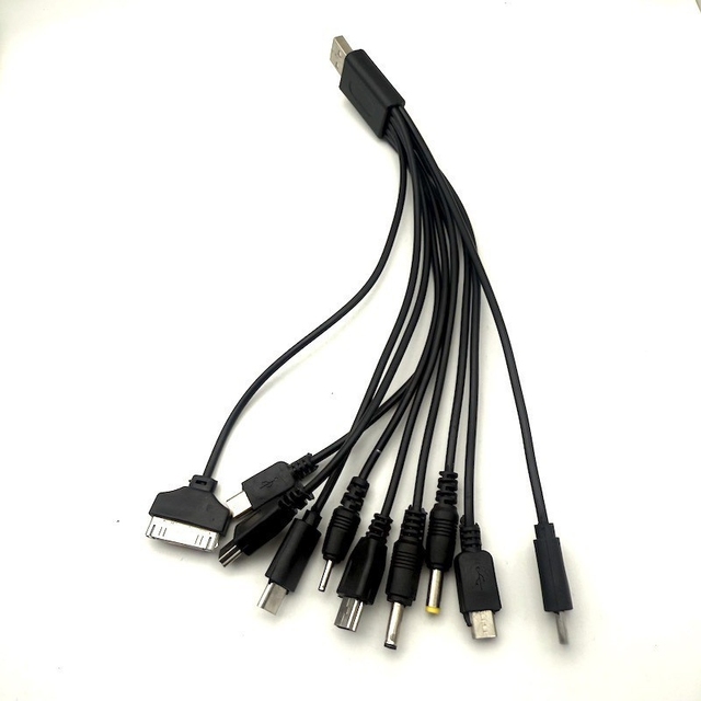 10 in 1 Universal USB to DC Power Cable Mobile Phone Charger Adapter Plug Usb Multifunction Data Transfer DC Jack Charging Line