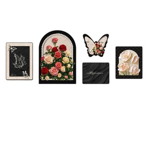 Cuadro decorativo de porcelana de cristal con diseño retro francés para sala de estar, con mural de mariposas y rosas para el fondo de la pared del sofá. - Product Image 5