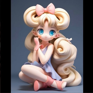Custom Anime Cute Girl Figure Resin <b>Doll</b> With Pink Bow And Plush Toy Desktop Decoration For Kids 7-12 Years - Product Image 2
