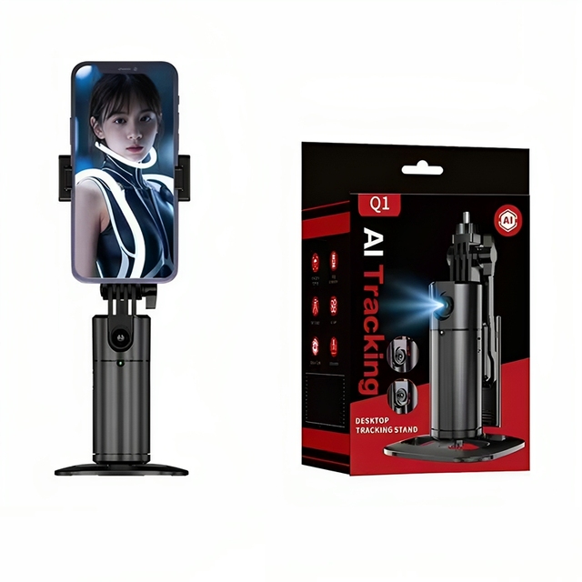 Q1 AI Automatic Face Tracking Cloud Platform Gimbal Tripod Head Desktop Stand Smartphone Video 360 Degree Object Tracking Holder