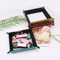 Personnalisé carré PU plateau de rangement organisateur pliable fonctionnel clé bijoux Sublimation cuir plateaux pour salon outils