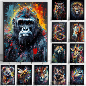 Acuarela mono serpiente León <span class=keywords><strong>Tigre</strong></span> Animal retrato póster <span class=keywords><strong>lienzo</strong></span> pintura abstracta Graffiti pared arte para sala de estar decoración del hogar - Product Image 2