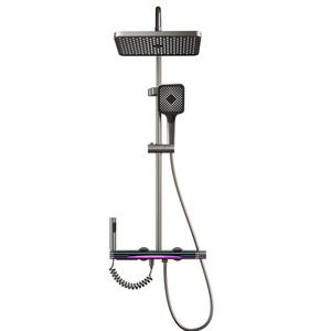 ชุดฝักบัวอาบน้ำ ฝักบัวเรนชาวเวอร์ หัวฝักบัวอุณหภูมิคงที่ ชุบทองแดงทั้งหมด รูปทรงสี่เหลี่ยมผืนผ้า แบบฝังผนัง ดีไซน์ทันสมัย อุปกรณ์ห้องน้ำ - Product Image 1