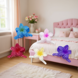 Fermaglio per capelli Tz Egg Flower da 9 cm, clip in plastica colorata per donna, stile dolce - Product Image 3