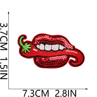 Patch décoratif thermocollant pour vêtements, style européen et américain, en polyester brodé de paillettes, motif bouche sexy