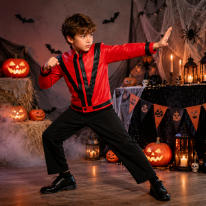 Nouvelle arrivée : veste en cuir rouge Michael Jackson Beat It <span class=keywords><strong>Thriller</strong></span>, costume de scène unisexe pour cosplay, Halloween, jeu de rôle - Product Image 2