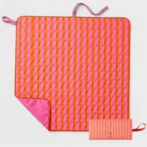 Custom Print Waterproof Quilted Pongee Camping Picnic Blanket <b>Roll</b>-Up With Wrist Strap Lightweight Foldable Outdoor <b>Mat</b> - Product Image 1