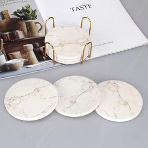 White Marble <b>Coaster</b> Set with Holder Absorbent Drink <b>Coasters</b> <b>Ceramic</b> Cute <b>Coaster</b> Bar Dining Coffee Table Accessories Decor - Product Image 4