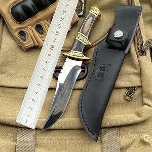 बाहरी उत्तरजीविता शिकार चाकू फिक्स्ड ब्लेड 7c14mov स्टील हैंडल ने पीतल की लकड़ी के जंगल को कवर करने के लिए तैयार किया - Product Image 5
