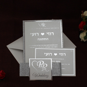 Invitations de <span class=keywords><strong>mariage</strong></span> élégantes personnalisées avec paillettes argentées, avec enveloppe doublée, cartes d'invitation d'anniversaire, cartes RSVP - Product Image 6