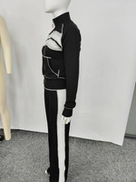 Y2k Maßgeschneiderte Damen Designer Streetwear Sets 2-teilig Farbblock Jacke Hose Waffelstrick Langarm Sets Damen Trainingsanzug