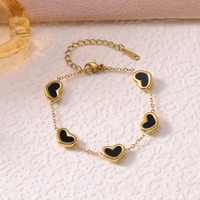 Gelang Baja Anti Karat Lapis Emas Zirkon Bentuk Hati Trendi Terlaris untuk Wanita