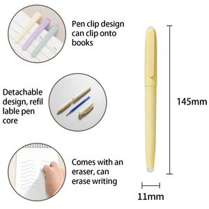 Stylos gel effaçables promotionnels 0,7 mm en plastique, séchage rapide, jaune clair/vert/violet, logo personnalisé, pour examens scolaires - Product Image 3