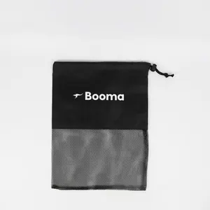 Sac d'emballage en tissu polyester noir, large maille noire, logo personnalisé, cordon de serrage épaissi, pour le sport, 50 unités