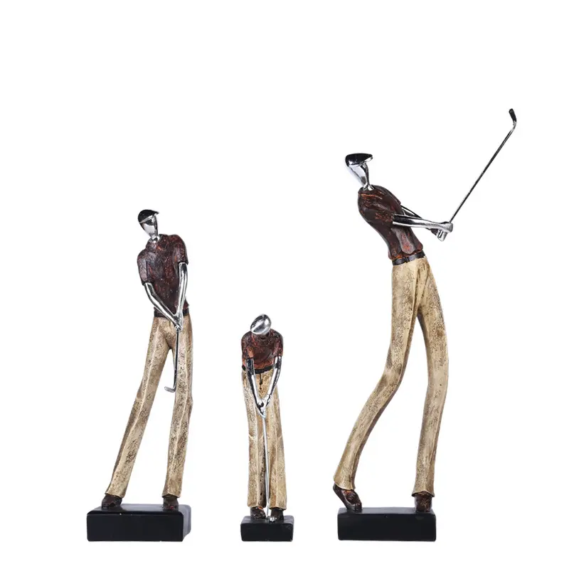 2023 Populaire Uitverkoop Sport Thema Golfspeler Set Standbeeld Zakelijke Geschenktafel Decoratie Hars Sculptuur