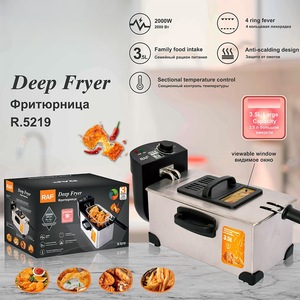 Freidora eléctrica de 3.5L de acero inoxidable, comercial y doméstica, para papas fritas, con cesta y control de temperatura. - Product Image 5