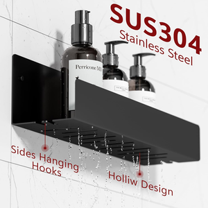 홈 스토리지 16인치 욕실 샤워 선반 정리함, 304 스테인리스 스틸 플로팅 샤워 선반 대용량, 무광 블랙 - Product Image 3