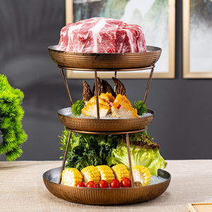 Support d'assiette de fruits de mer en acier inoxydable à <span class=keywords><strong>trois</strong></span> niveaux haut de gamme support de plateau de collation multicouche Sashimi crabe pour <span class=keywords><strong>restaurant</strong></span> d'hôtel - Product Image 6