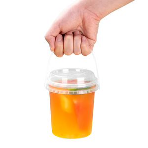 Vasos Desechables de 1000 ml (32 oz) con Logotipo Personalizado, Cubos de Plástico PP Grueso con Tapa y Asa para Envasado de Bebidas y Frutas - Product Image 4