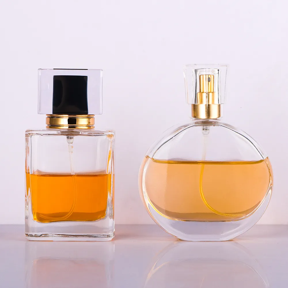 Botol Parfum Hitam Parfum Isi Ulang, Botol Mewah Persegi Datar Parfum Parfum Isi Ulang 30Ml 50 Ml 75Ml 100Ml