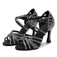 Chaussures de danse latine classiques personnalisées pour femmes, chaussures de salsa ornées de strass