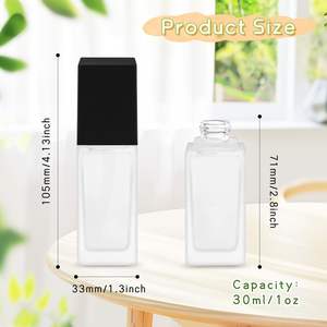 Flacons cosmétiques en verre dépoli carrés de 20 ml, 30 ml, 40 ml, avec pompe à pression, pour fond de teint, sous-emballage, vente en gros - Product Image 2