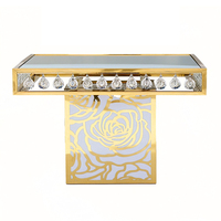 Table Ronde de Luxe Moderne pour Hôtel, Salle à Manger, Banquet, Mariage, en Verre, Acier Inoxydable, Finition Dorée, Facile à Nettoyer, Durable, pour Utilisation en Salon