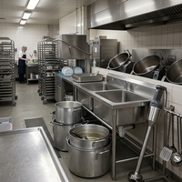 Fabrikasi Baja Dapur Komersial, Bak Pencairan Es Satu Lubang dari Baja Tahan Karat 304, Wastafel Ganda