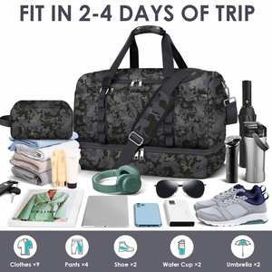 Bolsa de Viaje de Gran Capacidad de 42L con Compartimento Independiente para Zapatos, Bolsa de Aseo con Diseño Impermeable para Llevar en el Avión - Product Image 2