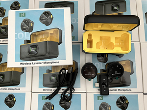 J6 tiếng ồn hủy bỏ không dây Clip Lavalier Microphone không dây ve áo mics cho điện thoại di động máy ảnh ghi âm phát thanh truyền hình - Product Image 5