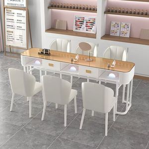 Table de manucure blanche moderne, poste de travail de salon, bureau de beauté avec station de pédicure pour studio de manucure - Product Image 4