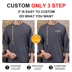 Uniforme de <span class=keywords><strong>Chef</strong></span> de Alta Gama con Cuello Alto y Manga Larga de Poliéster Twill para Hotel, Restaurante y <span class=keywords><strong>Catering</strong></span>, Disponible en Stock - Product Image 5