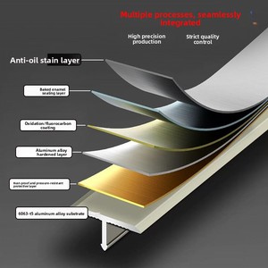Profils en aluminium en forme de T populaires accessoires de <span class=keywords><strong>carrelage</strong></span> lamelles intégrées baguage de bord de mur et bandes décoratives de sol - Product Image 6