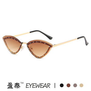 แว่นตา แว่นกันแดดทรงแคทอาย กรอบโลหะ สีทอง ป้องกันรังสียูวี 400 สไตล์แฟชั่นสตรี - Product Image 3