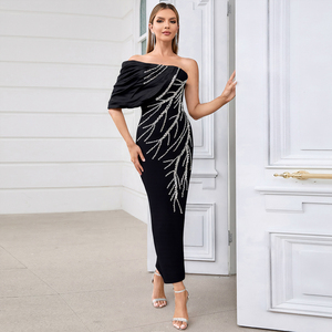 Black Evening Gown Dresses - Designer Black Evening Gowns - High Slit &  Beaded Design
