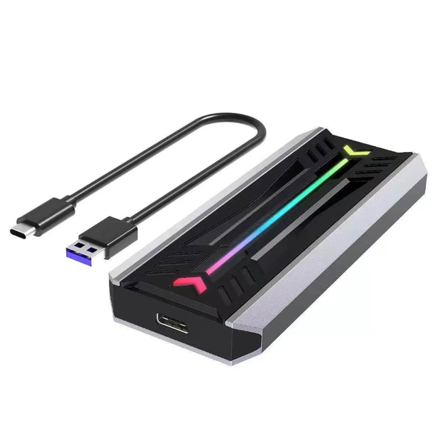 M.2 RGB SSD Enclosure Aluminum NVMe SATA External Case Model M13