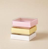 Boîte cadeau avec couvercle transparent, boîte en carton multicolore pour biscuits, gâteaux et cadeaux de fête