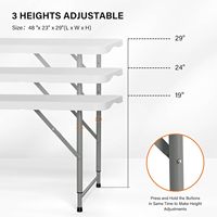 Table pliante rectangulaire antidérapante en plastique HDPE avec cadre en acier renforcé pour extérieur, jardin, patio, pique-nique, camping, restaurant, événement