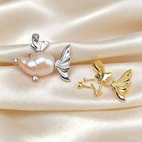Pendentif Poisson Rouge en Argent S925, Monture Vierge Électroplaquée, Breloque Perle Détachable, Support Vide Baroque, Bijou Fait Main