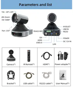 KATO fabrika toptan yüksek kalite hdmi SDI IP USB 3.0 PTZ 1080P 360 derece pan video konferans kamerası canlı akış
