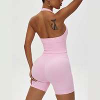 Ensembles de yoga pour femmes : Débardeur dos nu et short cycliste, tenue 2 pièces pour la gym et l'entraînement