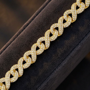 Pulsera de Oro Estilo Cubano para Hombre con Incrustaciones de Diamantes, Cadena Infinita, Joyería Hip Hop para Fiesta, Boda, Regalo - Product Image 2