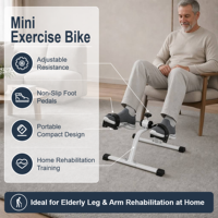 Mini pédalier d'exercice portable, machine à pédales pour les pieds, résistance réglable, pour la rééducation des jambes et des bras à domicile ou au bureau, stepper d'entraînement