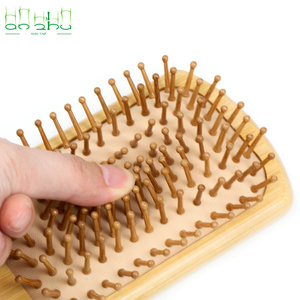 Grosir ramah lingkungan sisir udara bambu alami Biodegradable karet bulu perawatan rambut dengan Logo kustom Laser tampilan rumah - Product Image 3