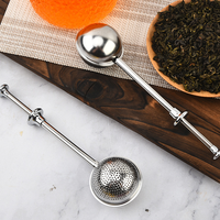 Infuseur à thé en acier inoxydable 304, filtre à thé, boule à thé ronde télescopique semi-pleine, distributeur de poudre de thé